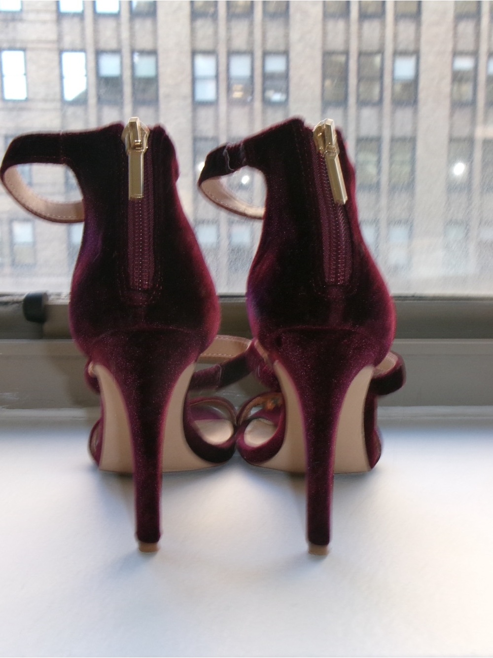 Steve Madden Velvet Strappy Heels in Burgundy - Picture 4 of 5